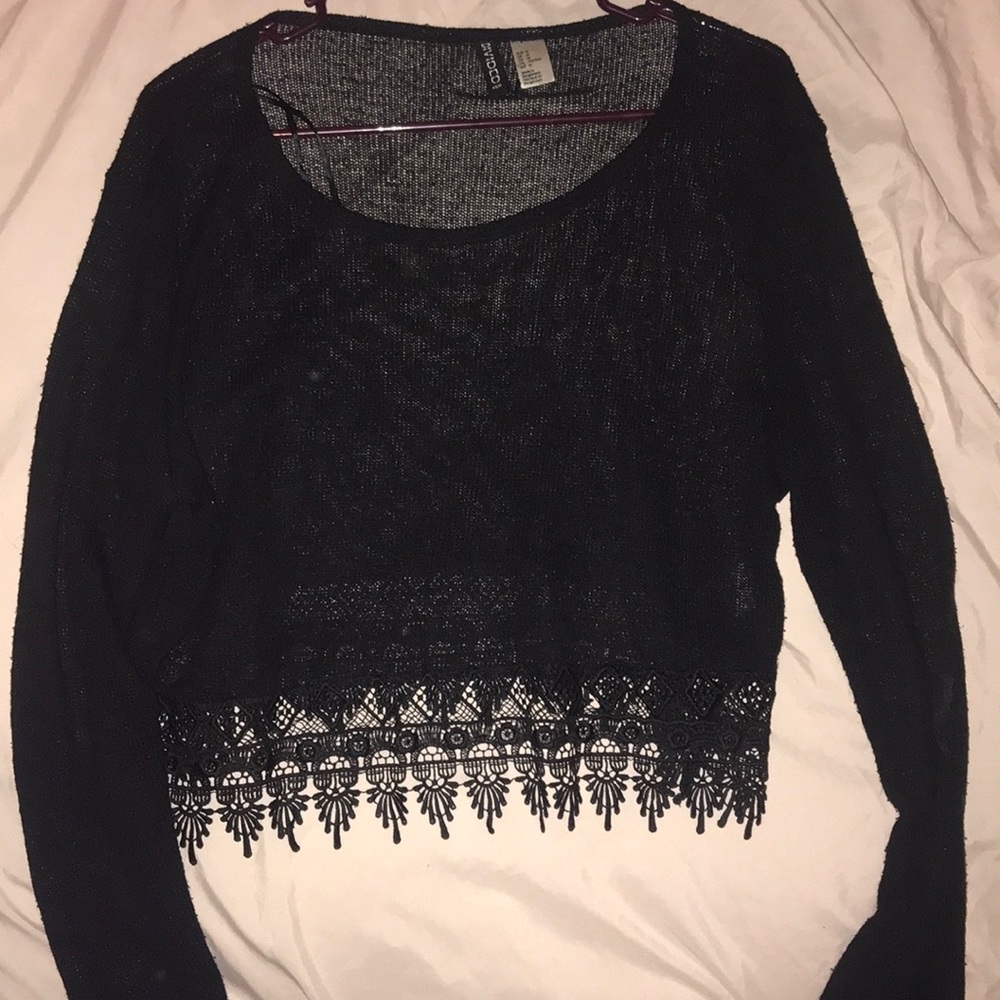 h&m see through black crop top